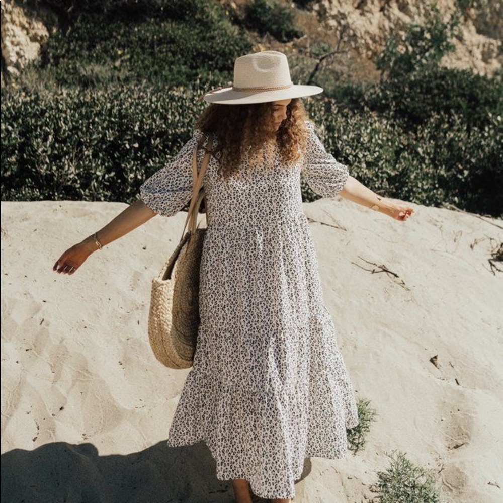 CJLA Austin Tiered Dress white Leopard Print